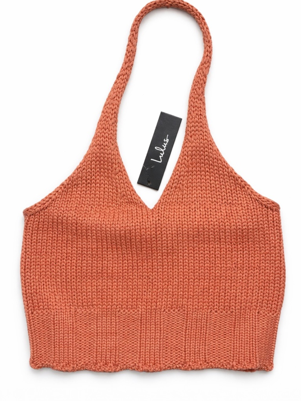 Lulu's Rust Knit Halter Crop Top